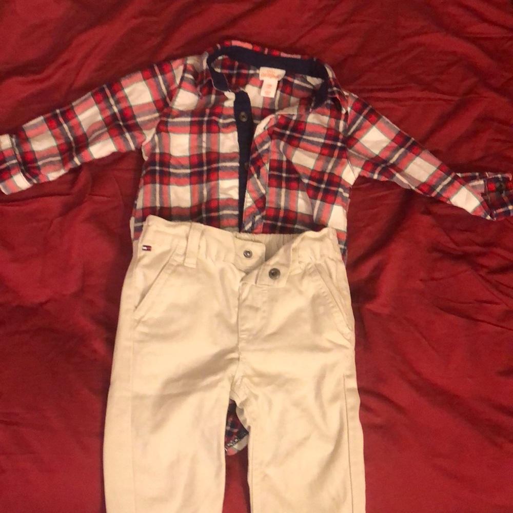 12 month red plaid baby boy shirt